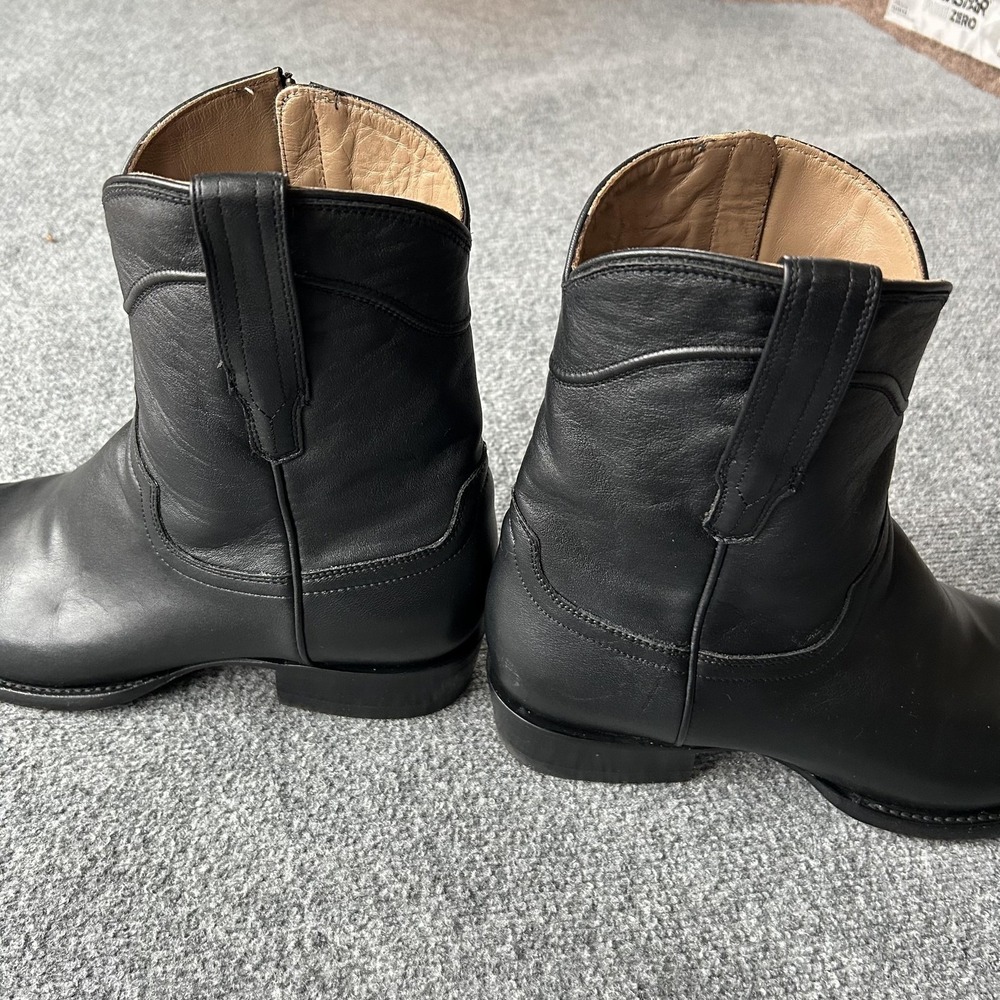 Tecovas Boots Mens Size 10.5EE Black Leather Western Ankle Zip Almond Toe 78707 - Picture 14 of 16